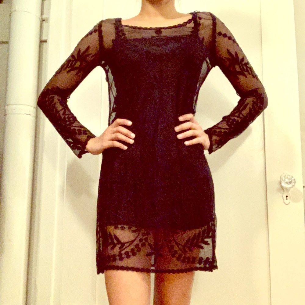 Black DIVIDED (HnM) Long Sleeve Lace Dress